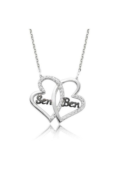 Generic Brand Silver Heart You Me Necklace