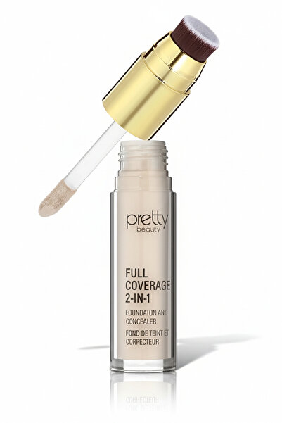 wonderway كريم أساس وكونسيلر 2 في 1 بتغطية كاملة - تصميم فرشاة خاص - مظهر طبيعي