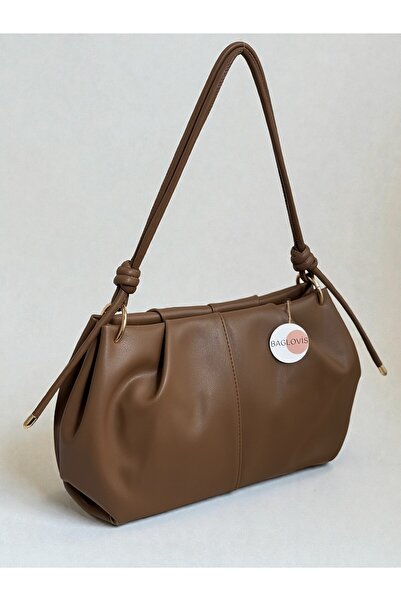 BAGLOVİS GEANTĂ DE UMĂR PENTRU FEMEI, MĂRIME MEDIE, BEJ, CU DETAIL DE NOD PE ...