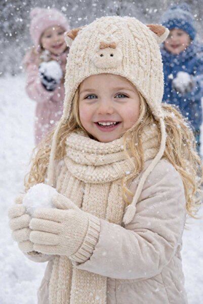Kitti KULAK DETAYLI TAVŞAN FİGÜRLÜ İÇ ASTARI PAMUK PENYE KIZ ÇOCUĞU ATKI BERE...