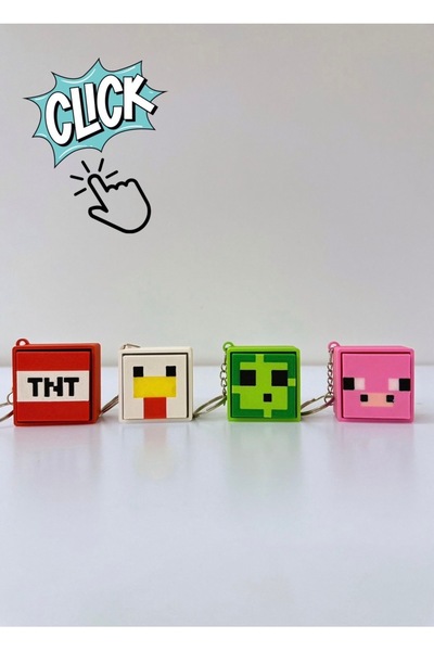 You Toys Clicker Minecraft Anahtarlık Ve Oyuncak | 4 Adet Tıklama Sesli Stres...