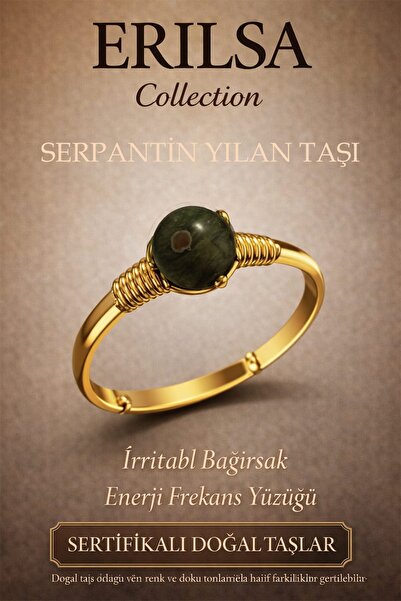 Erilsa Certified Digestive Energy Balance Ring – Serpentine Stone Adjustable ...