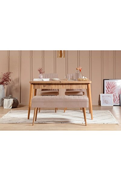 Vivense VİNA AÇILIR MUTFAK MASASI TAKIMI, ATLANTİK TAŞ, 130X80