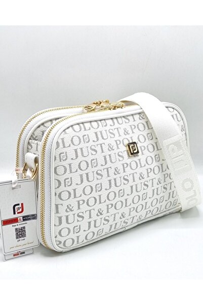 Just Polo JP Women's Blue 5 Compartment Embossed Printed Adjustable Long Stra...