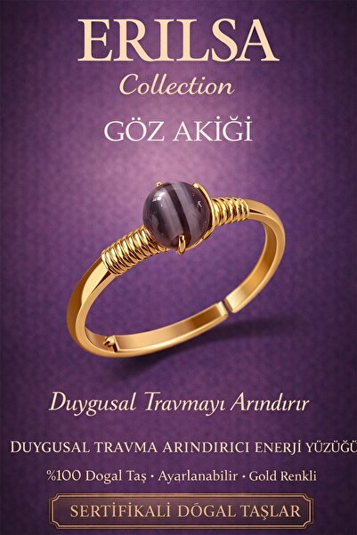 Erilsa Certified Emotional Trauma Healing Ring – Eye Agate Stone Adjustment C...