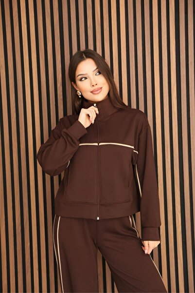 DUAS & CO Women's Modal Fabric Zippered Transitional Tracksuit Set