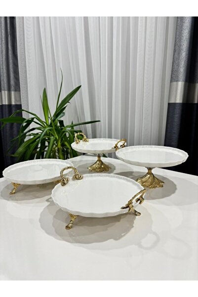 PARILTI HOME COLLECTİON LÜX PORSELEN METAL AYAKLI SERVİS SETİ ÇEYİZ SOFRA YEM...