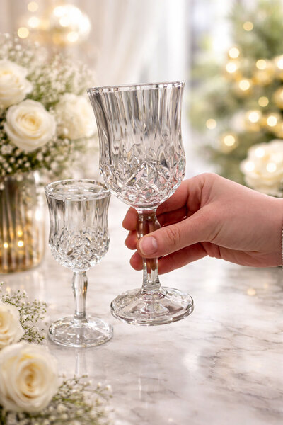 Mutfiko 150 ml Luxury Footed Glass Cup – Set of 6 |   Crystal Look Presentati...