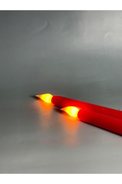 Lusora Design Alevsiz Led Şamdan Mum Pilli - Kırmızı 2 Adet (Pil Hediyelİ)