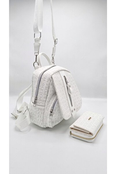 Just Polo JP Justpolo Women's White Monogram Printed Backpack Shoulder Bag an...