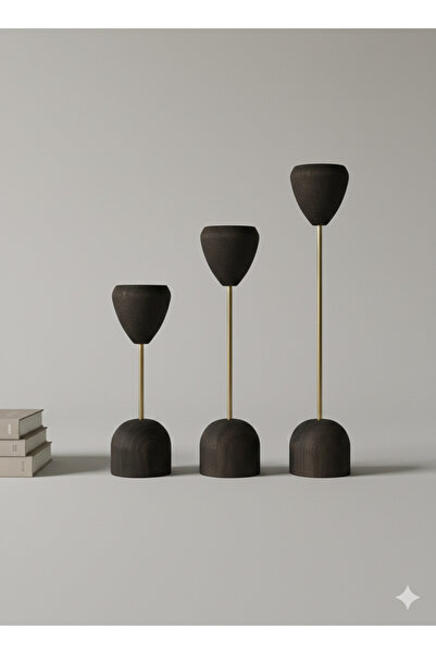 Woodya Lüx 3’LÜ ahşap tel şamdan