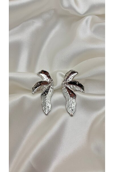 Eylülün Takısı Women's Silver Color Leaf Model Earrings