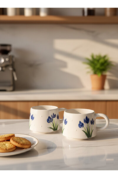 RGS HOMELİFE طقم أكواب سيراميك مصنوع يدويًا مكون من قطعتين، طقم أكواب سيراميك...