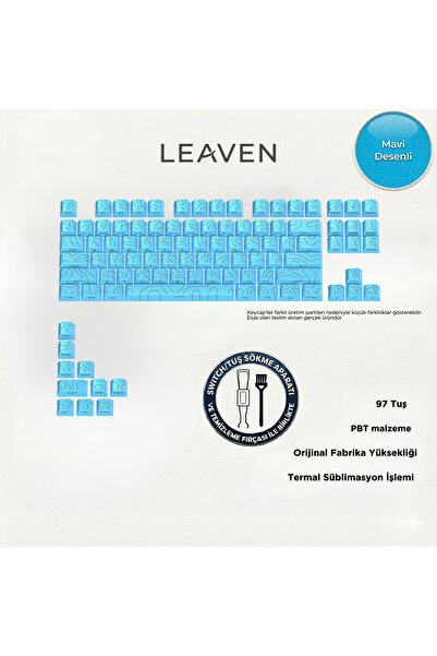 Leaven MEKANİK KLAVYE TUŞ TAKIMI -PBT ÇİFT BASKI KEYCAP SETİ- ÇİZGİ DESENLİ 9...