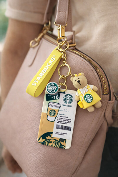 fafa home سلسلة مفاتيح على شكل دمية دب مع حامل بطاقات عمل مستوردة 'أصفر'