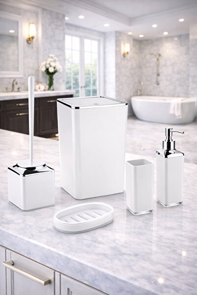 Mim Life Bathroom Set 5 Piece Acrylic Luxury Bathroom Set Square