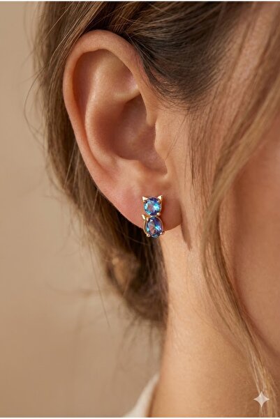 MAXMODERN 925 ayar gümüş üzerine 14 ayar altın kaplama Çivili Kedi Küpe