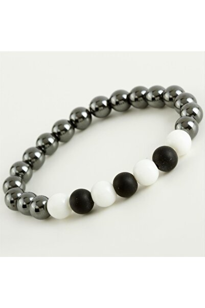 ZERO LAND Sptrns Hematite- Mat Onix (221524) Natural Stone Bracelet-Anthracite