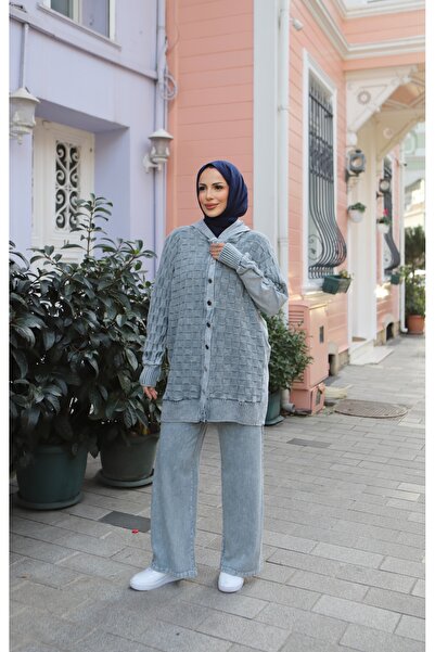 NİSUM MODA Square Patterned Cotton Knitwear Set