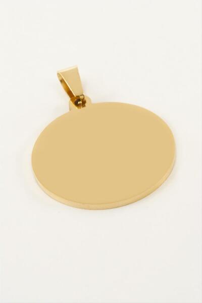 ZERO LAND Sptrns Round Name Engravable Steel Pendant (221516) 2.5 Cm-Yellow