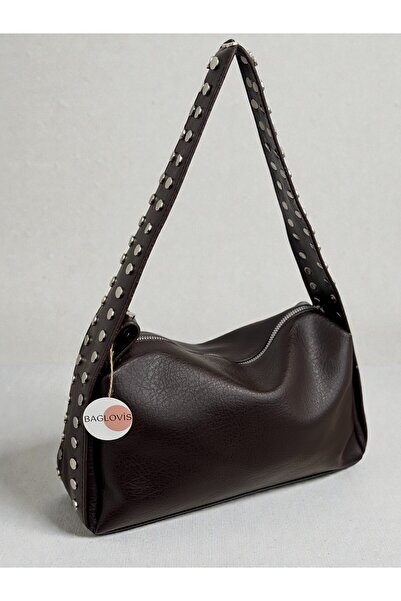 BAGLOVİS Askisi Trok Detailled Casual Brown Women's Shoulder Bag En30 Boy20