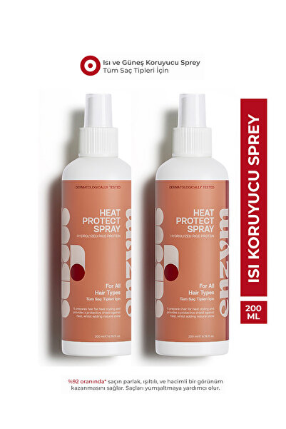 ENZYM COSMETICS 2 Adet Isı ve Güneş Koruyucu Saç Spreyi 200 ml