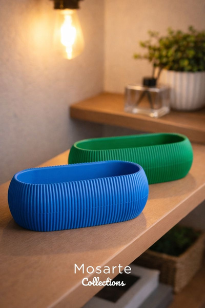 Mosarte مزهرية بتصميم بيضاوي حديث ومضلع / قطعة ديكور مجموعة من قطعتين