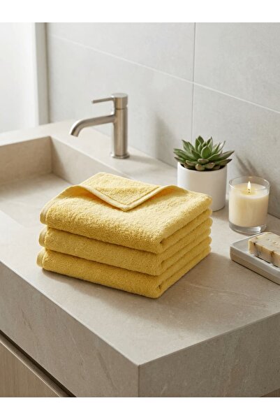 Lumia Studio 100% Cotton 4-Piece Yellow Hand and Face Towel Set 50X100Cm