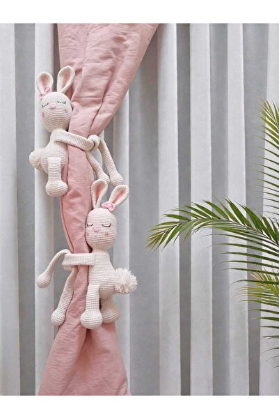 SR HOBİ Amigurumi Tavşan Perde Tutucu 2'li