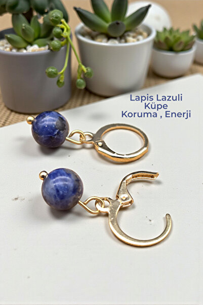 NBS Beautiful Naturel Stones Lapis Lazuli Küpe Kaplama Nazar Koruma Enerji