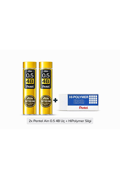 Pentel Ain 0.5 mm 4B Uç (2 Adet) + Hi-Polymer Silgi