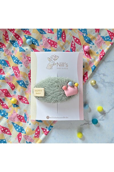 Nills Baby & Kids مشبك أطفال على شكل تاج من القطيفة الخضراء - أنيق وناعم
