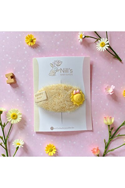 Nills Baby & Kids مشبك أطفال على شكل شمس من القطيفة الصفراء - تصميم مبهج