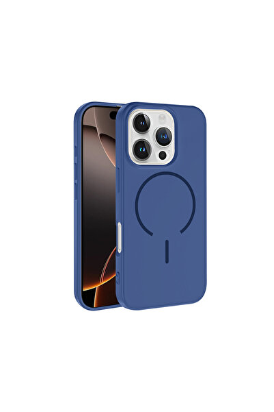 zore iPhone 16 Pro Max Kılıf M-safe Şarj Özellikli MSRA Meta Kapak - Lacivert