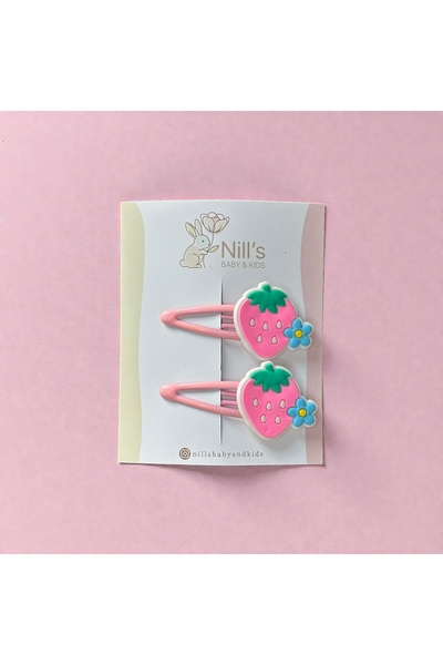 Nills Baby & Kids Flower Detailed Strawberry Figured Snap-On Girl's Hair Clip...