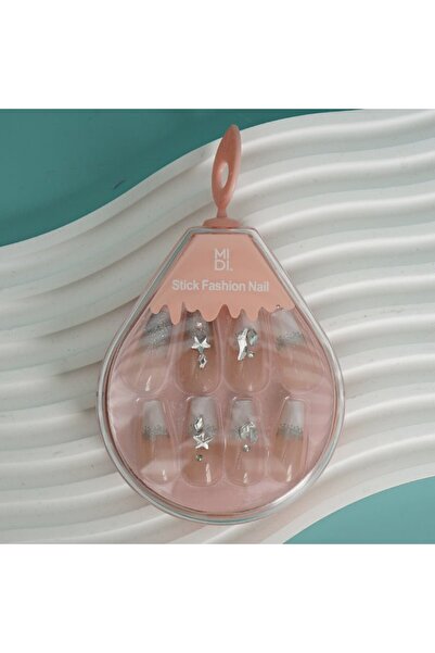 Midi Transparent Nail Extensions - Moon Castle Design - 24 Pieces