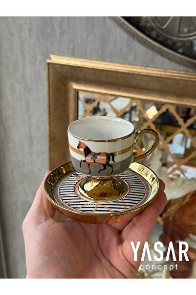 YASAR CONCEPT Cavallo Porcelain Coffee Cup Set 2 Pieces