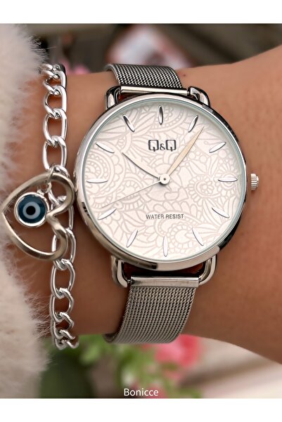 Q&Q Gift for Lover Women Watch Silver Color Steel Mesh Band, Bracelet