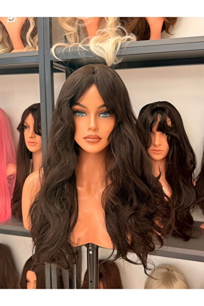 aura peruk Açık kahve renk tonuna sahip harika göz alıcı dalgalardaki perçeml...