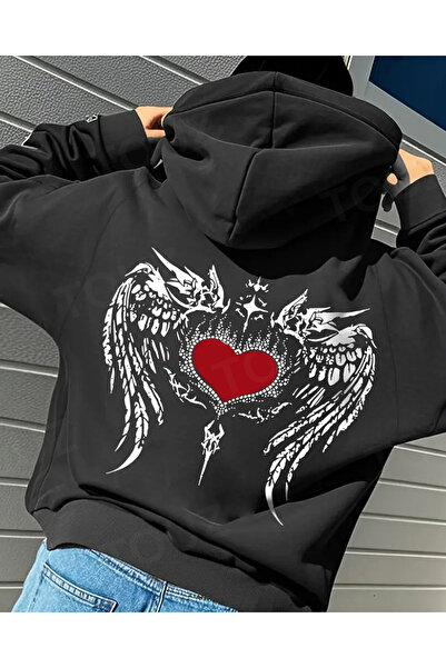 Le Savu Kawasaki Ninja Printed Unisex Hooded Zippered Oversized Black Sweatsh...