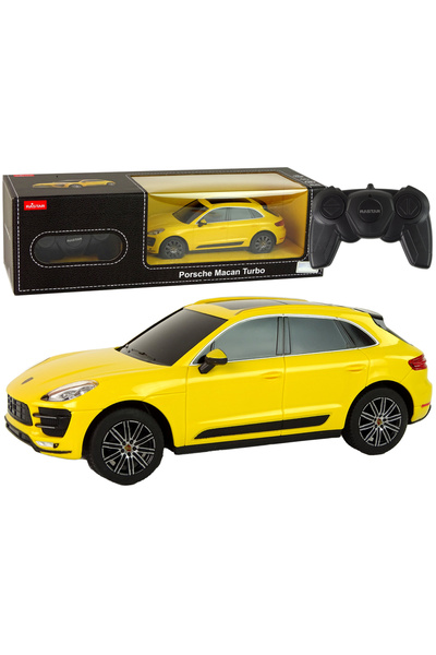 LEAN Mașină radiocomandată tip Porsche Macan Turbo galbenă scară 1:24 cu tele...
