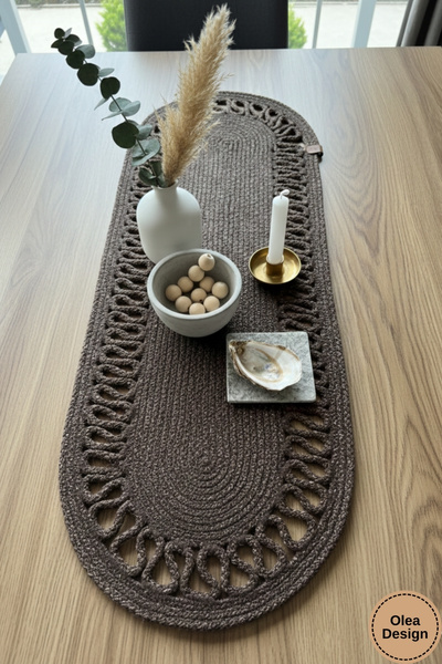 Olea Desenli, Jüt, Kırçıllı, Polippolyester, Hasır, Amerikan Servis, Masa, Se...