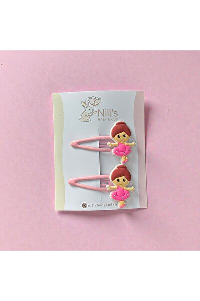 Nills Baby & Kids Pembe Balerin Kız Figürlü Çıtçıtlı Çocuk Tokası – 2’li Set