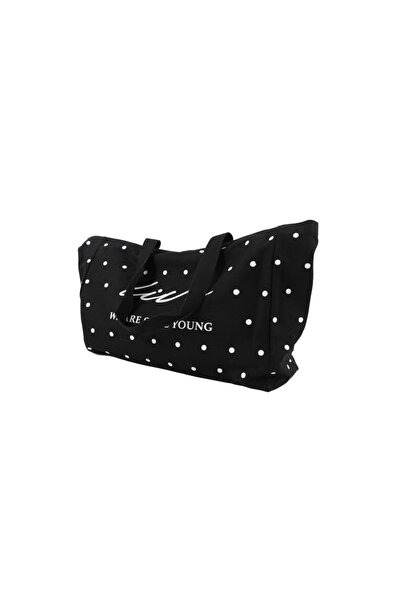 Midi Women's Shoulder Bag with Polka Dot Design