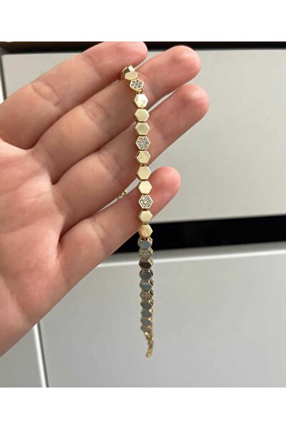 Petek Model Taşlı Bileklik