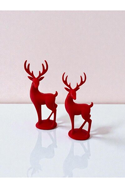 Decorative Red Deer Trinket 2-Piece Set 10-12 cm Modern Desktop and Shelf Ornament