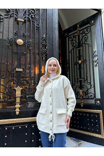 LUNES Soft Textured Beard Knitwear Cardigan with Hood