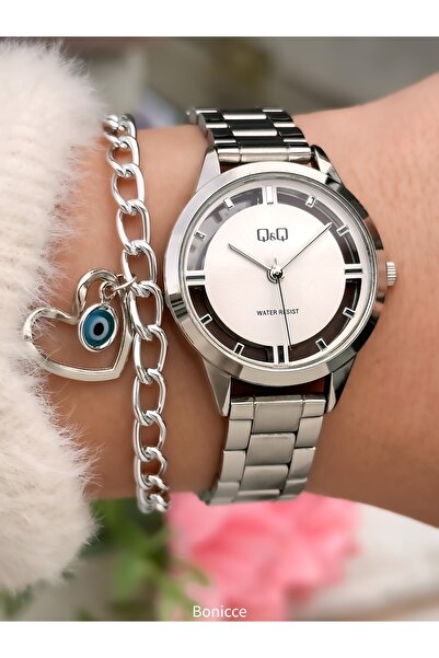 Q&Q Gift Women's Wristwatch Silver Color Steel Band, in Stylish Gift Package ...