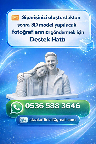 Staal Kişiye Özel 3D Baskı Sevgili Biblosu | Fotoğraftan 3D Heykel | Sevgilil...