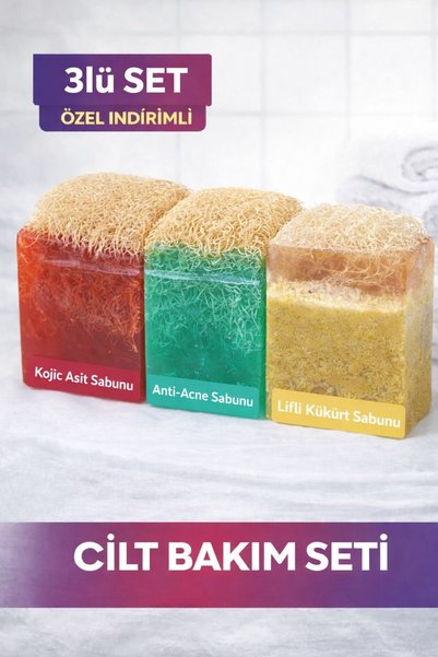 Aytan Home Kükürt Sabunu, Anti Akne Sabunu, Kojic Asit Sabunu 3'lü DEV SET (B...